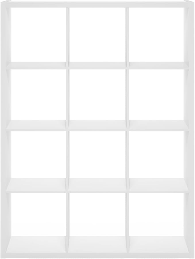 Furinno Cubicle Open Back Decorative Cube Storage Organizer, 12-Cube, White