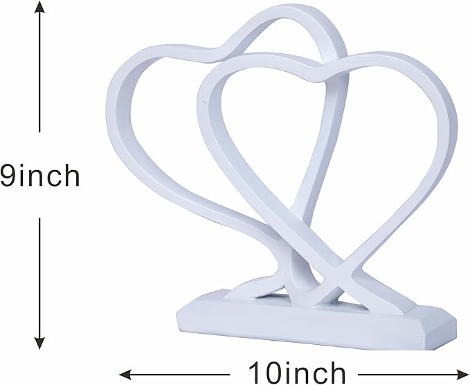 White Heart Sculpture for Living Room Decor Heart Decoration Gift for Her and Him Love Wedding Anniversary Couples Gift Modern Heart Statue for Home Coffee Table Dining Table Centerpiece Birthday