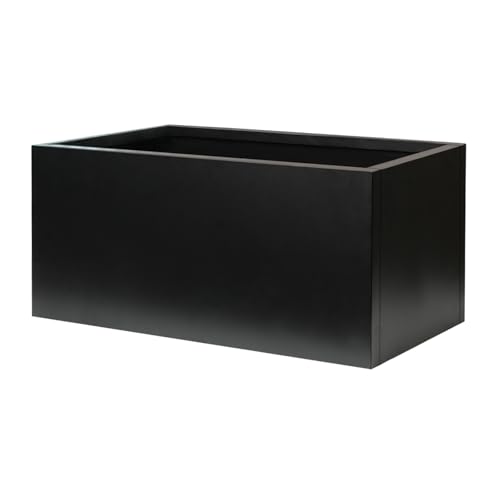 Metal Rectangular Planter Black Galvanized Steel 36" L x 15" W x 15" H