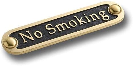 No Smoking Brass Door Sign. Traditional Style Home Décor Wall Plaque Handmade By The Metal Foundry UK.