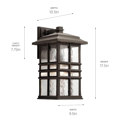 Beacon Square 17.5" 1 Light Outdoor Wall Light with Clear Hammered Glass in Olde Bronze®