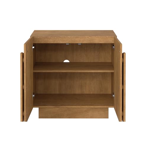 Iris Mid Century Modern Wood Accent Cabinet Sideboard Credenza TV Stand with Arched Cabinet Doors and Adjustable Shelves for Kitchen or Living Room