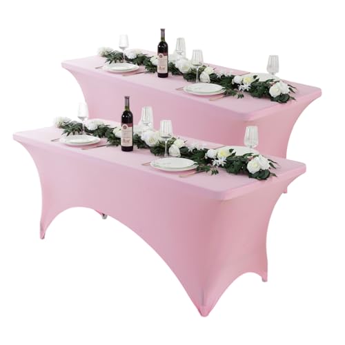 2 Pack 6ft Light Pink Spandex Tablecloth (2 Count)