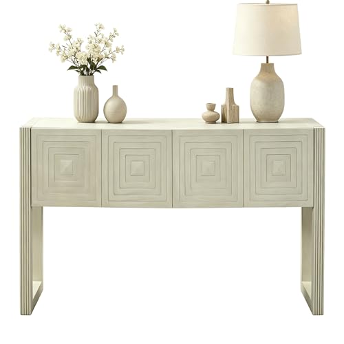 55" Carved Console Table with 3 Soft