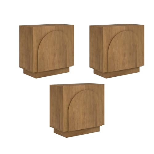 Iris Mid Century Modern Wood Accent Cabinet Sideboard Credenza TV Stand with Arched Cabinet Doors and Adjustable Shelves for Kitchen or Living Room