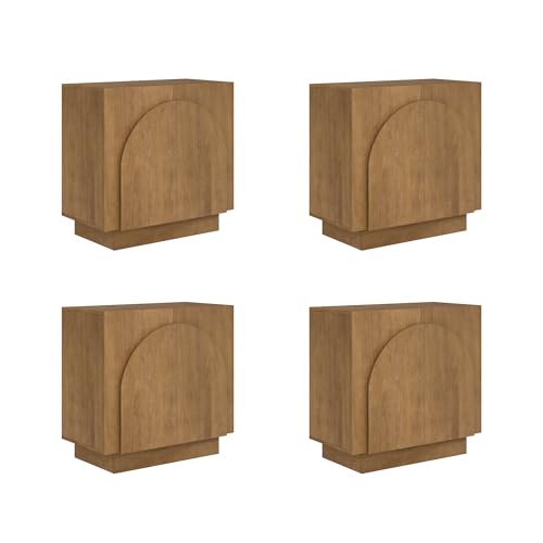 Iris Mid Century Modern Wood Accent Cabinet Sideboard Credenza TV Stand with Arched Cabinet Doors and Adjustable Shelves for Kitchen or Living Room