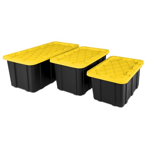 Industrial Storage Tote with Lids for Garage (6 Count)