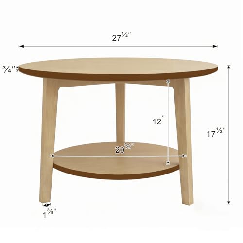 2 Tier Round Coffee Table Wood Nesting Side Table