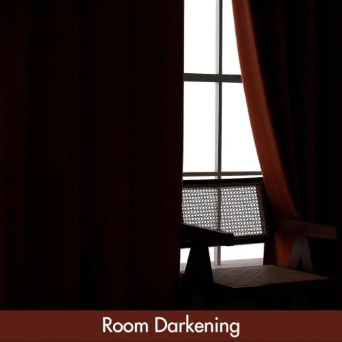 Fall Burnt Orange Blackout Velvet Curtains 90 Inch Long 52"x90" Soft (2 Count)