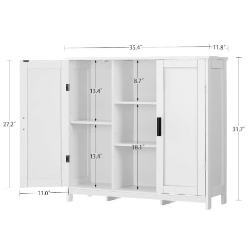 Storage Cabinet with 2 Doors and 4 Storage Shelves