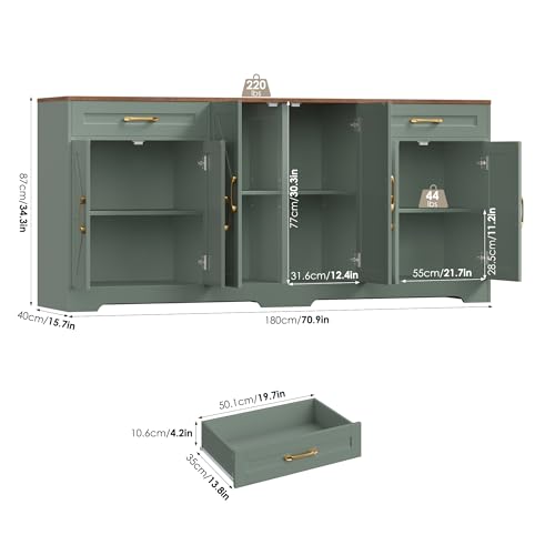71” Large Sideboard Buffet Cabinet with Storage