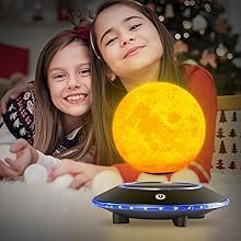 VGAzer Levitating Moon Lamp,Floating and Spinning in Air Freely 16 Colors with Gradually Changing LED Lights for Home,Office Decor,Unique Holiday Gifts,Night Light (White Moon)