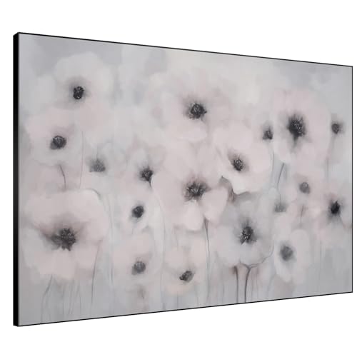60"x72" Extra Large Framed Wall Art Soft White Poppies Watercolor Floral