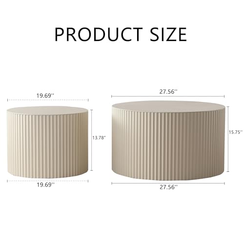 27.56" Nesting Round Coffee Table Set of 2 (2 Count)