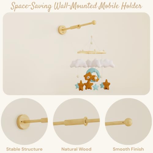 Wooden Wall Mount Crib Mobile Arm