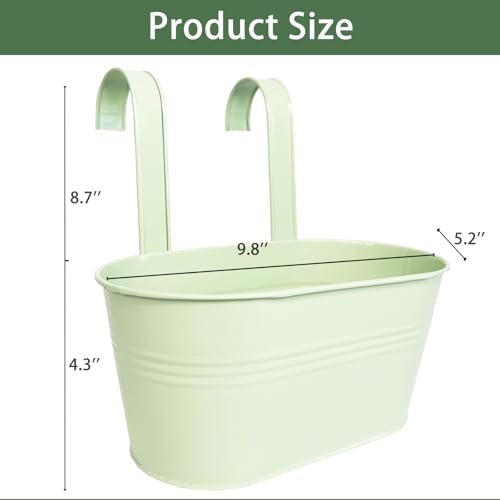 8 Pack 10" Balcony Hanging Metal Fence Planters Flower Pots (8 Count)