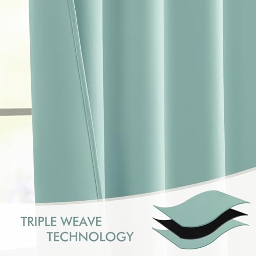 Aqua Back Tab Blackout Curtains 52x90 Inch Long 2 Panels Set (2 Count)