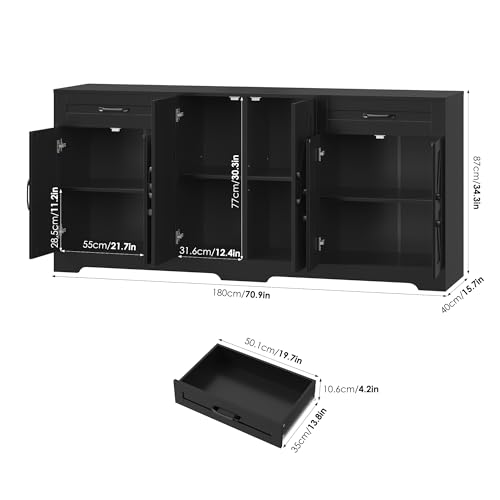 71” Large Sideboard Buffet Cabinet with Storage