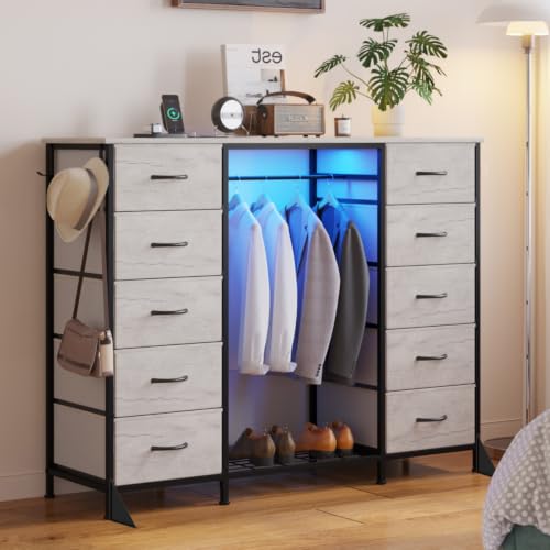55"W Dresser with Hanging Rack