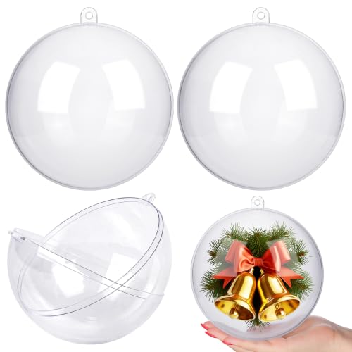 2 Pieces 6.3 Inch Christmas Clear Plastic Fillable Ball Ornaments DIY Craft Transparent Baubles Shatterproof Christmas Tree Hanging Ornaments for Xmas New Year's Birthday Wedding Home Decor (50 Count)
