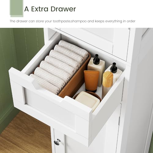 66.9" Tall Bathroom Storage Cabinet with 2 Doors & 1 Drawer