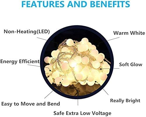 65.6ft Globe String Lights with Remote for Indoor Bedroom Warm White (65.6 Foot)