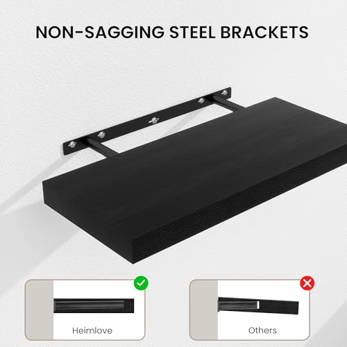 Floating Shelves 15.7" W x 10.3" D Black Set of 2 (2 Count)