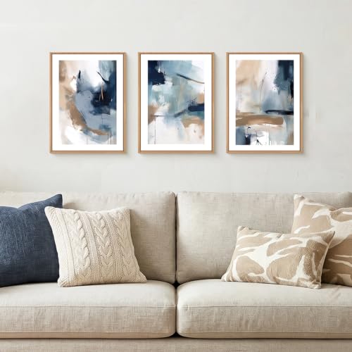 Abstract Navy Blue Framed Canvas Wall Art