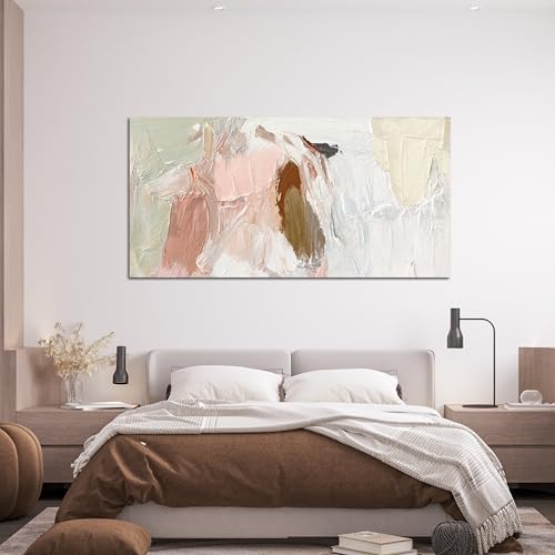Abstract Canvas Wall Art For Living Room 24"x48" Pink and White Wall Art