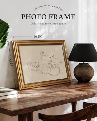 Vintage Gold Framed Sheep Wall Art