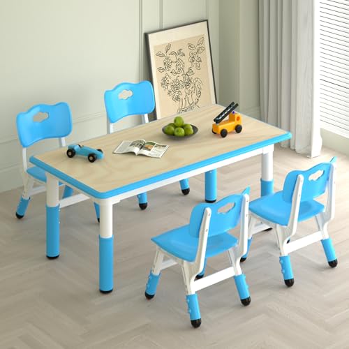 Kids Study Table and 4 Chairs Set