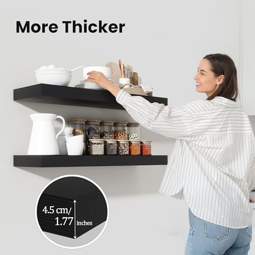 Floating Shelves 35.7" W x 10.3" D Black Set of 2 (2 Count)