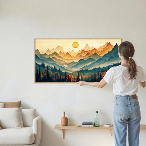 Large Mountain Framed Canvas Wall Art