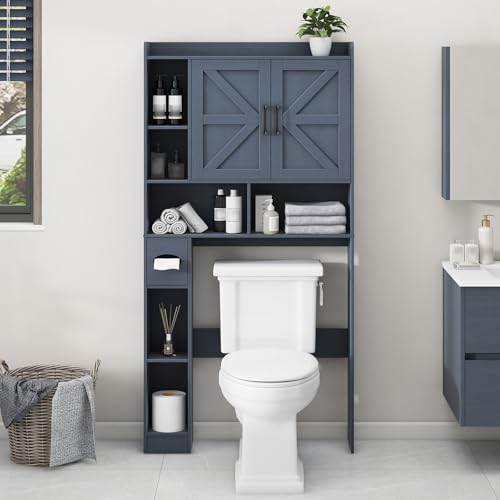 Over The Toilet Storage Cabinet with 2 Barn Doors