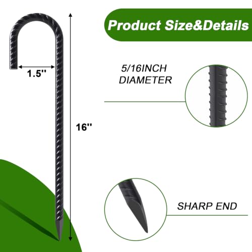 J Hook Rebar Stakes 16 Inch (8 Count)