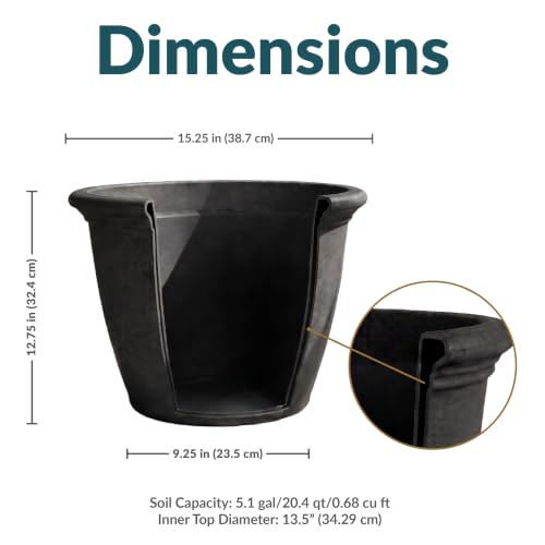 Sunnydaze Anjelica 15.25'' Large Plastic Planter Pot for Plants (4 Count)