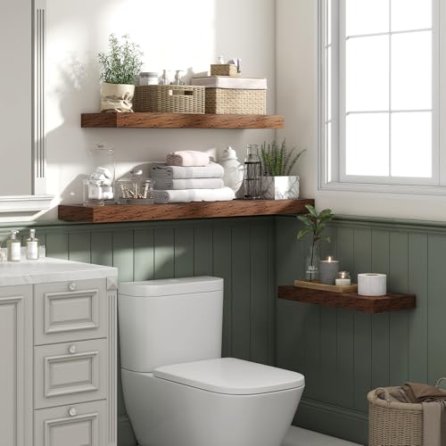 Floating Shelves 15.7" W x 10.3" D Rustic Brown Set of 2 (2 Count)