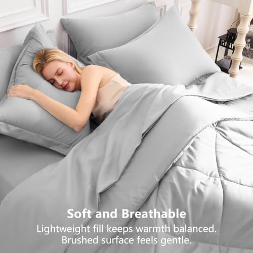 Twin XL Comforter Set Light Grey