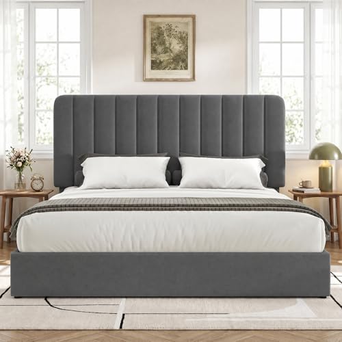 Full Size Upholstered Bed Frame with 4 Drawers and Headboard