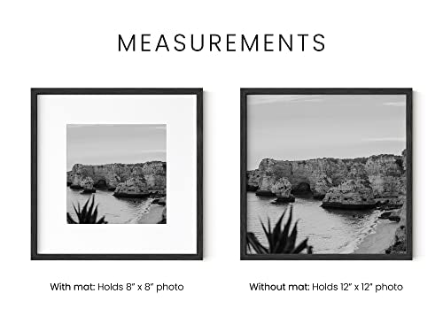 Solid Oak Wood 12”x12” Picture Frames Matted to 8”x8” Set of 3 (3 Count)