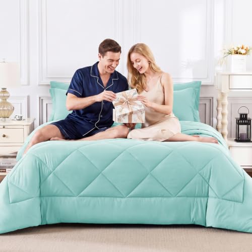 Oversized King Size Comforter Set Spa Blue