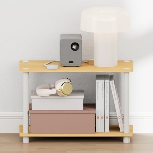 Turn-N-Tube Night Stand, Rectangle Nightstand with Open Shelf, Toolless Assembly Side Table, End Table, for Living Room, Bedroom, Beech