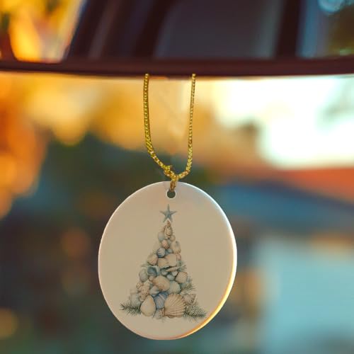 Blue Starfish Seashell Tree Christmas Ceramic Ornament Gifts