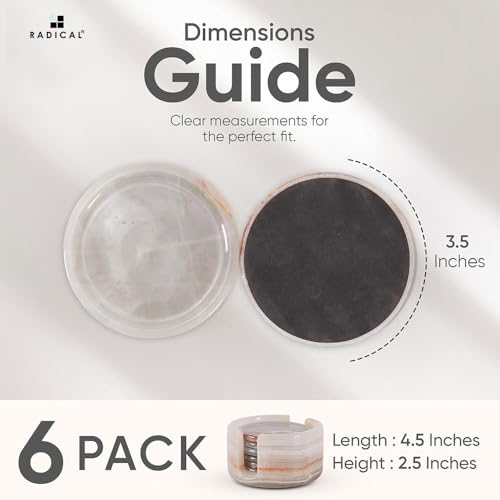 Round Marble Coasters Set of 6 with Holder