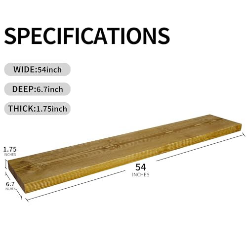 Wood Floating Shelves for Wall 54 inch Set of 2