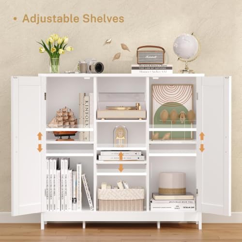 Storage Cabinet with 2 Doors and 4 Storage Shelves