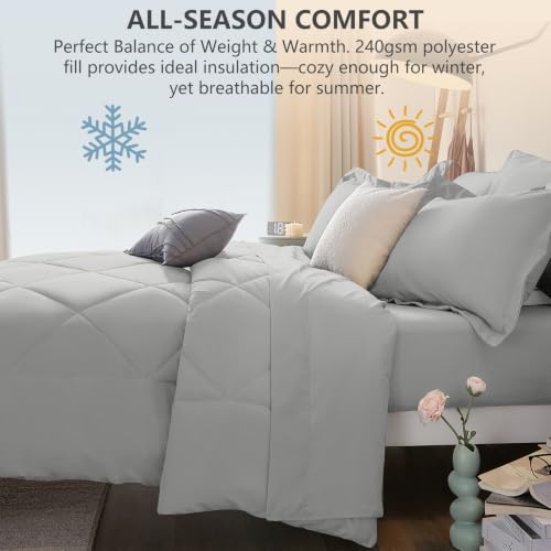 California King Comforter Set Light Grey