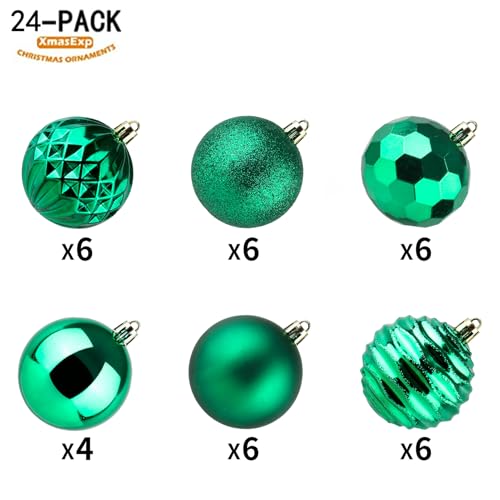24ct Christmas Ball Ornaments Shatterproof Xmas Tree Hanging Balls Decorations Perfect for Holiday Wedding Christmas Decor (24 Count)