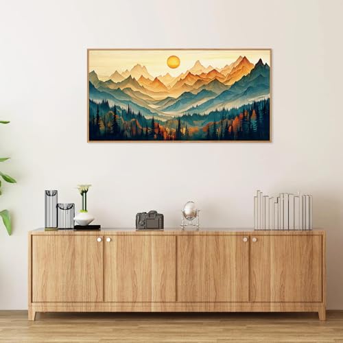 Large Mountain Framed Canvas Wall Art