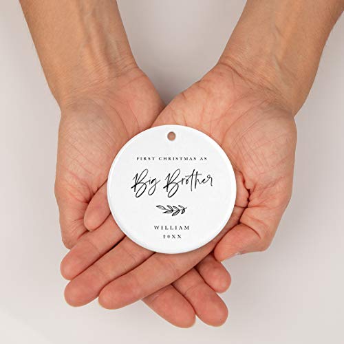 Personalized Sibling Round Ceramic Porcelain Christmas Tree Ornament Keepsake Collectible Gift